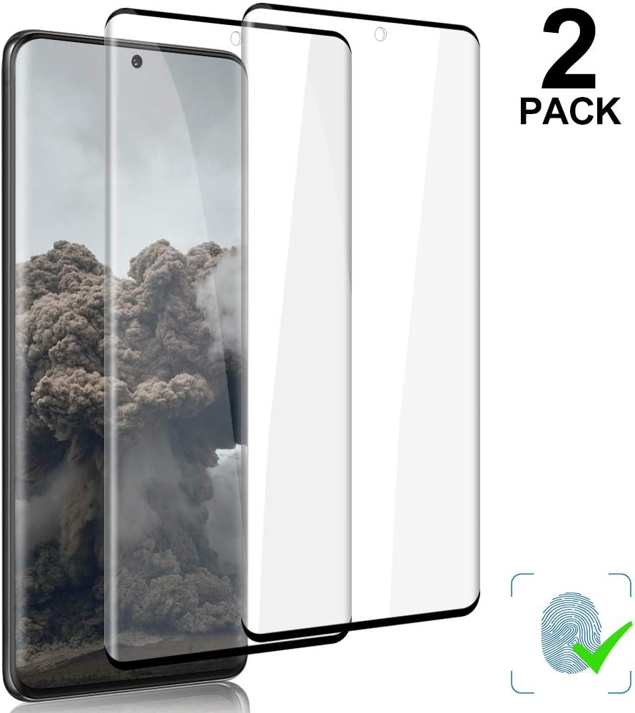 [2 Pack] Galaxy S20 Tempered Glass Screen Protector, [9H Hardness] [3D Curved Full Screen] [Support Fingerprint Unlock] Screen Glass HD Protective Film for Samsung Galaxy S20
