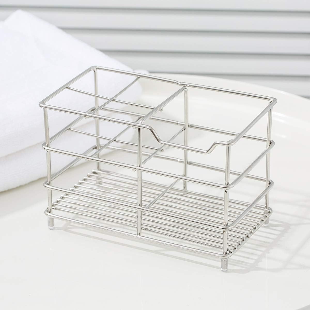 Amazer Electric Toothbrush Holder, Stainless Steel Rustproof Metal Bathroom Toothpaste Holder Stand with Multi-Functional 5 Slots for Electric Toothbrush, Chrome: Kitchen & Dining