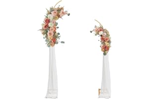 Fikowo Wedding Arches Metal Arch Backdrop Stand Set of 2 Gold Curved Top Wedding Flower Arch Decorations,Balloon Arch Stand for Ceremony Birthday Baby Shower Anniversary Decoration(6.2FT&7.5FT)
