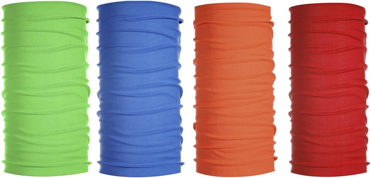 TETA Kalily 16-in-1 Pack of 4pcs Solid Color Moisture Wicking Headwear Bandana Neck Gaiter with UV Resistance