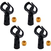 Cheerock 4-Pack Adjustable Rubber Microphone Holder Clips 29-32mm Black | shockproof rubber build, flexible clamp mount, handheld mic stand fit, adjustable inner diameter, stage studio