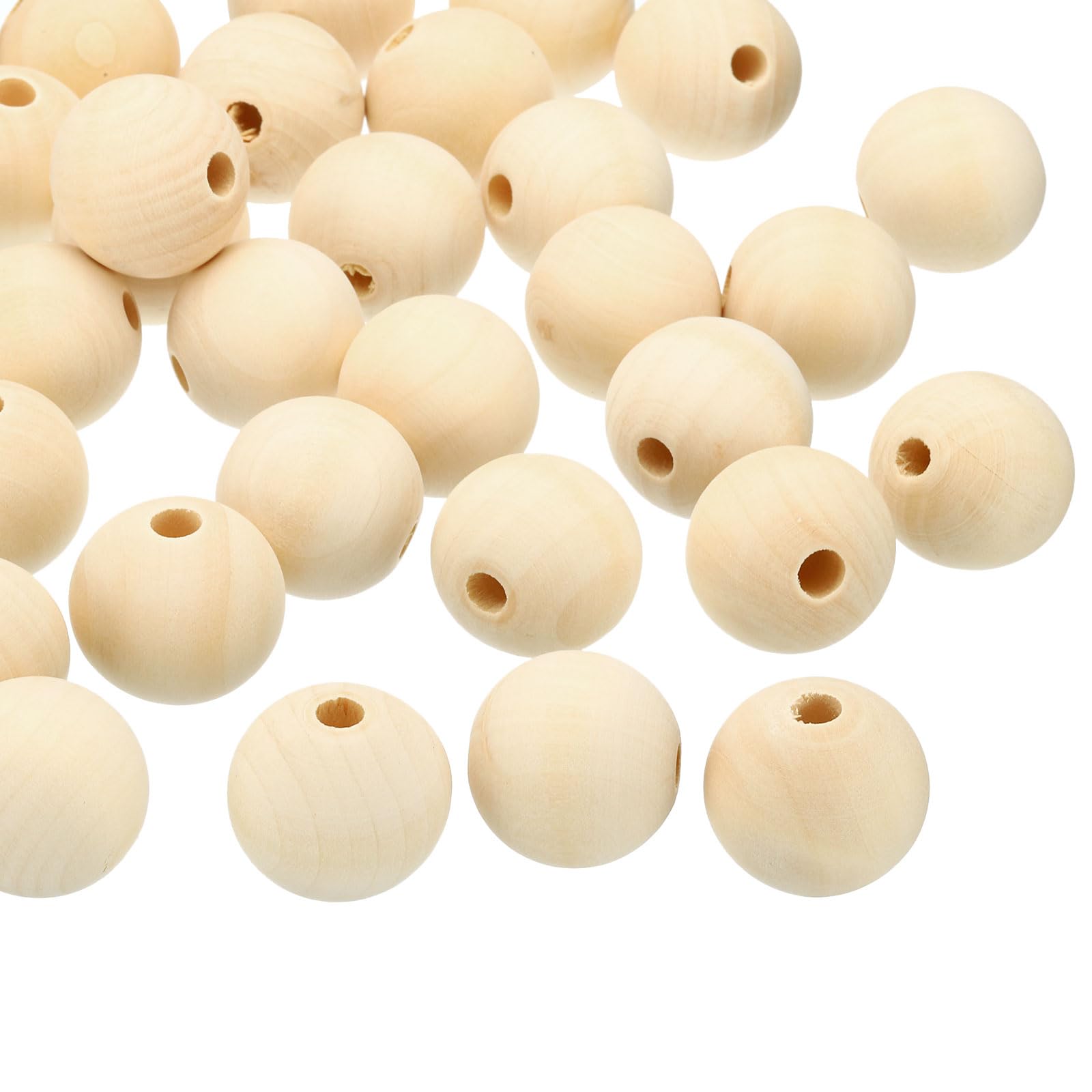 PATIKIL 30mm Natural Wood Beads, 40 Pack Unfinished Wooden Beads Round Loose Beads Spacer Beads for DIY Craft Jewelry Making Home Decoration