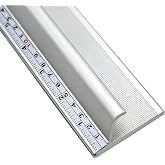 12 Inch Aluminum Safety Ruler with Finger Guard, Heavy Duty Metal Straight Edge Non-Slip Base with Hanging Hole Ruler for Cut