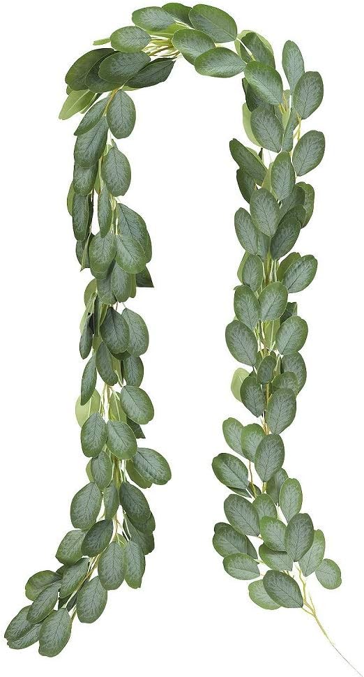 CQURE 6.6Ft Eucalyptus Garland,Artificial Eucalyptus Leaves Greenery Garland Wreath Vine for Wedding Party Table Backdrop Arch Wall Decor