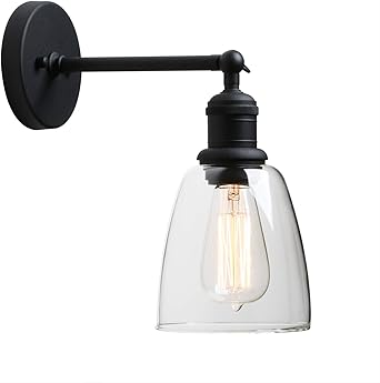 Yosoan Glocken Klar Glas Wandleuchten Vintage Industrie Loft Wandlampen Antik Deko Design Wandbeleuchtung Badezimmerleuchte Badezimmerlampe Innenleuchte Spritzwassergeschutzt Schwarz Farbe Amazon De Beleuchtung