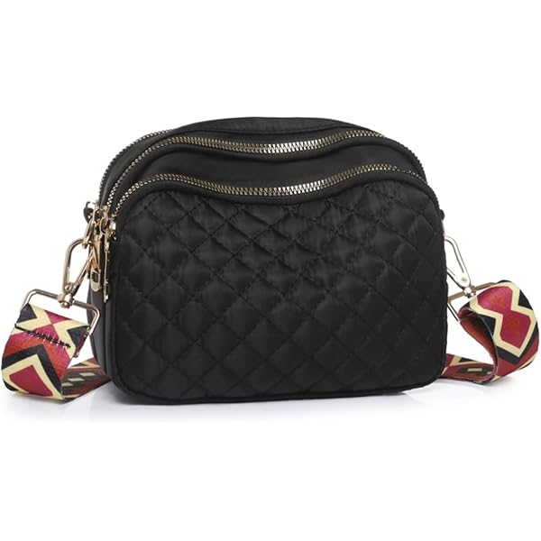 INOVERA Women's Cross-Body Sling Bag - Adjustable Strap, 3 Zipper Pockets, Earphone Hole Design