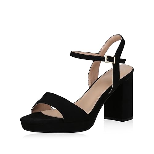 SCARPE VITA Damen Riemchensandaletten mit Blockabsatz Plateau Vorne