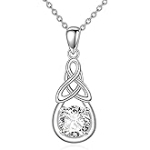 VONALA Celtic Knot Necklace 925 Sterling Silver Good Luck Irish Pendant Necklace with Moissanite Diamond Jewelry Birthday Gifts for Women
