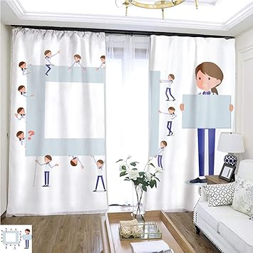 Amazon Com Curtain Gauze Flat Type Store Staff Blue Uniform
