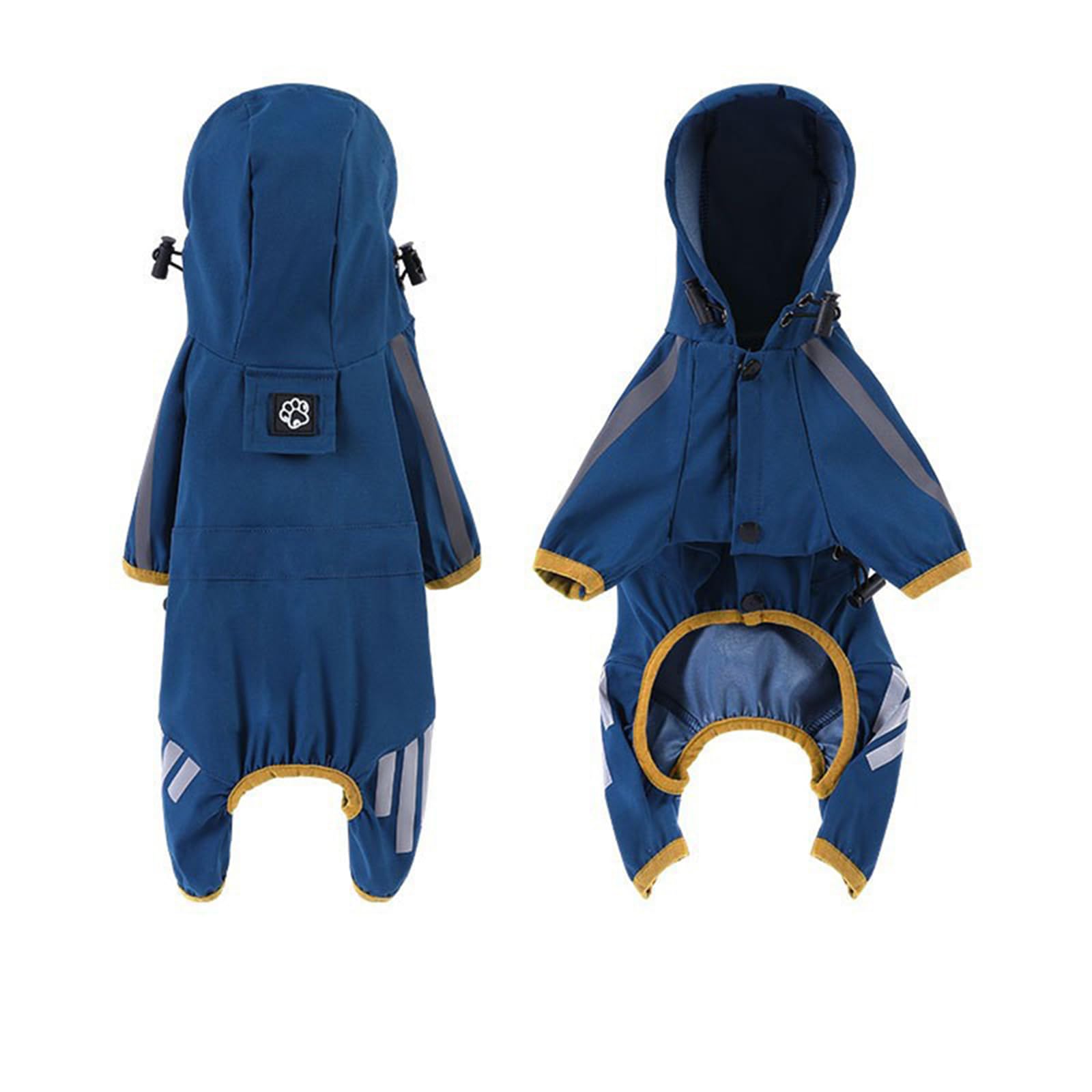Pet Raincoat - Waterproof Dog Clothes with Reflective Stripe - Blue, S (L: 30.5cm / Chest: 48cm)