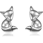 POPLYKE Sterling Silver Cute Animal Stud Earrings for Women Ladybug/Fox/Dinusaur/Frog Earrings Jewelry Gifts