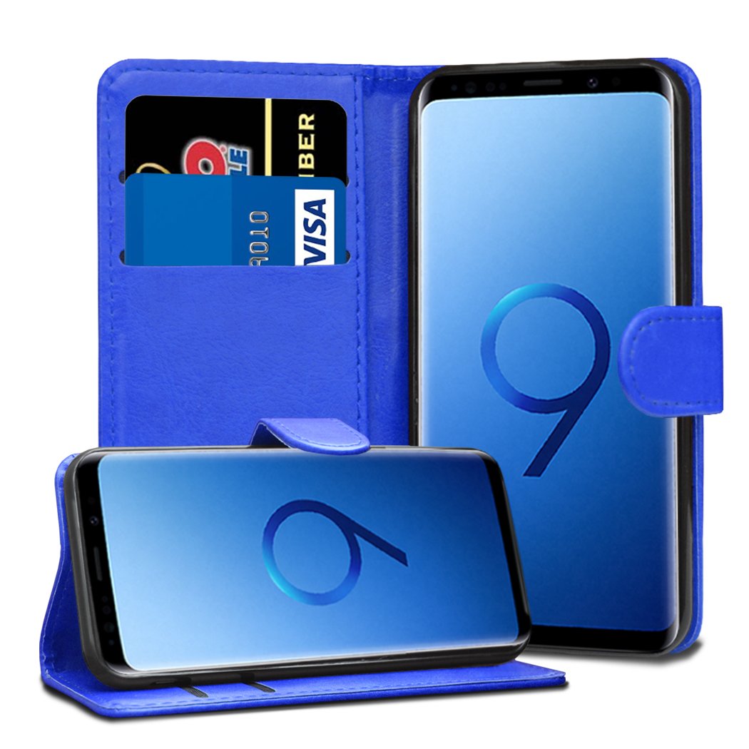Samsung Galaxy S9 Cases - Galaxy S9 5.8" G960F G960F/DS Premium Blue Wallet Leather Flip Case Cover For Samsung Galaxy S9 [Card Holder] [Magnetic Closure]