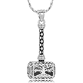 Imrsanl Viking Thor's Hammer Urn Necklace for Ashes Tree of Life Cremation Jewelry Ashes Holder Keepsake Human Memorial Pendant for Women Men