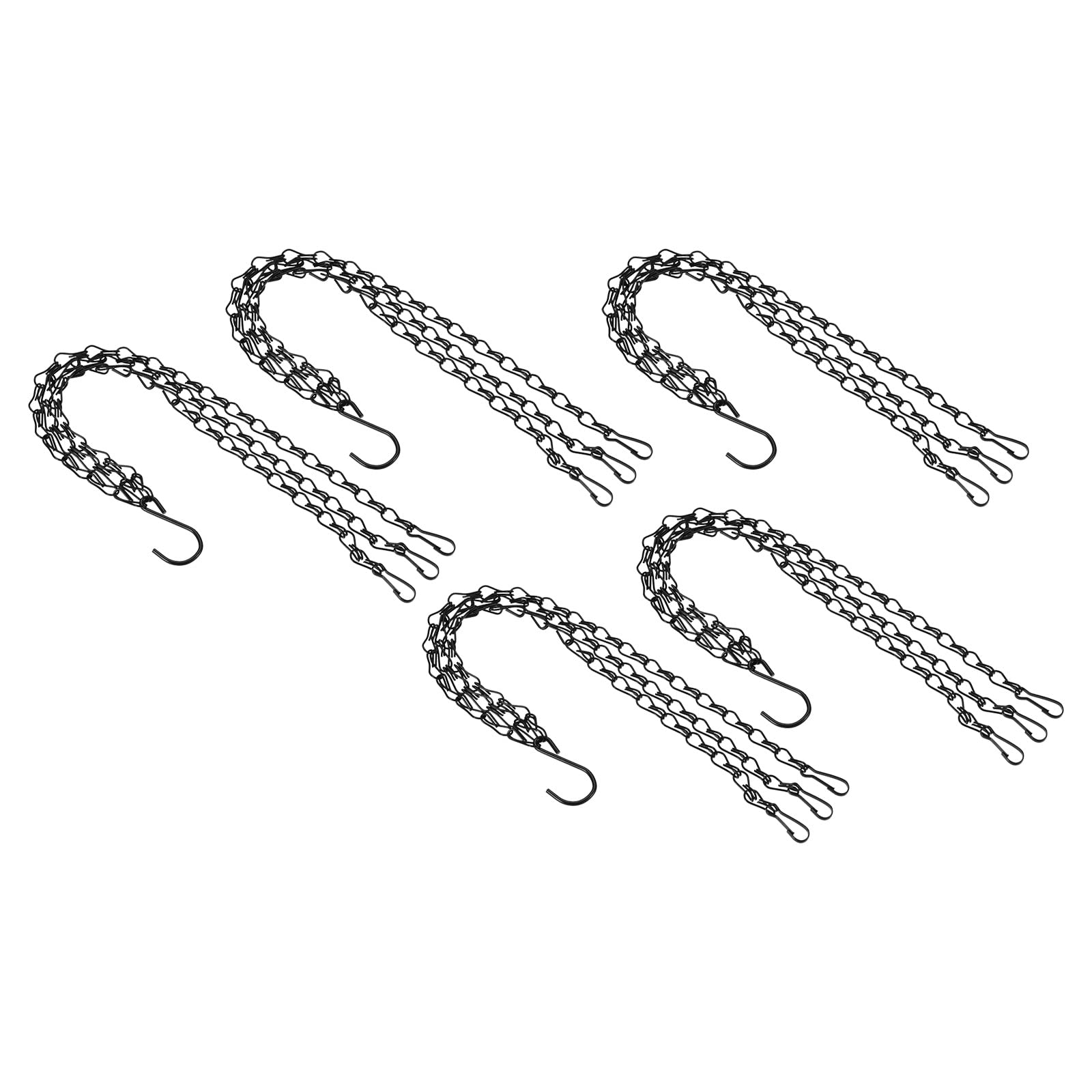 YOKIVE 5 Pcs Hanging Chains, 3 Point Holders Adjustable Chains Extension Link with S Hook, Great for Flower Pots, Plant Basket, Lantern (Black, 16.14-Inch)