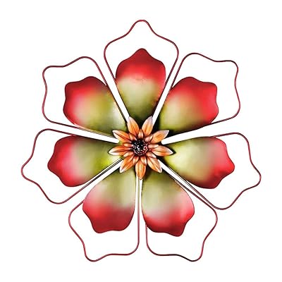 Download Buy 12 Metal Flower Wall Decor Hand Painted Red Wire Framed Flower Metal Wall Art 3d Floral Wall Sculpture Hanging Decoration For Indoor And Outdoor Online In Poland B0928p8kp5
