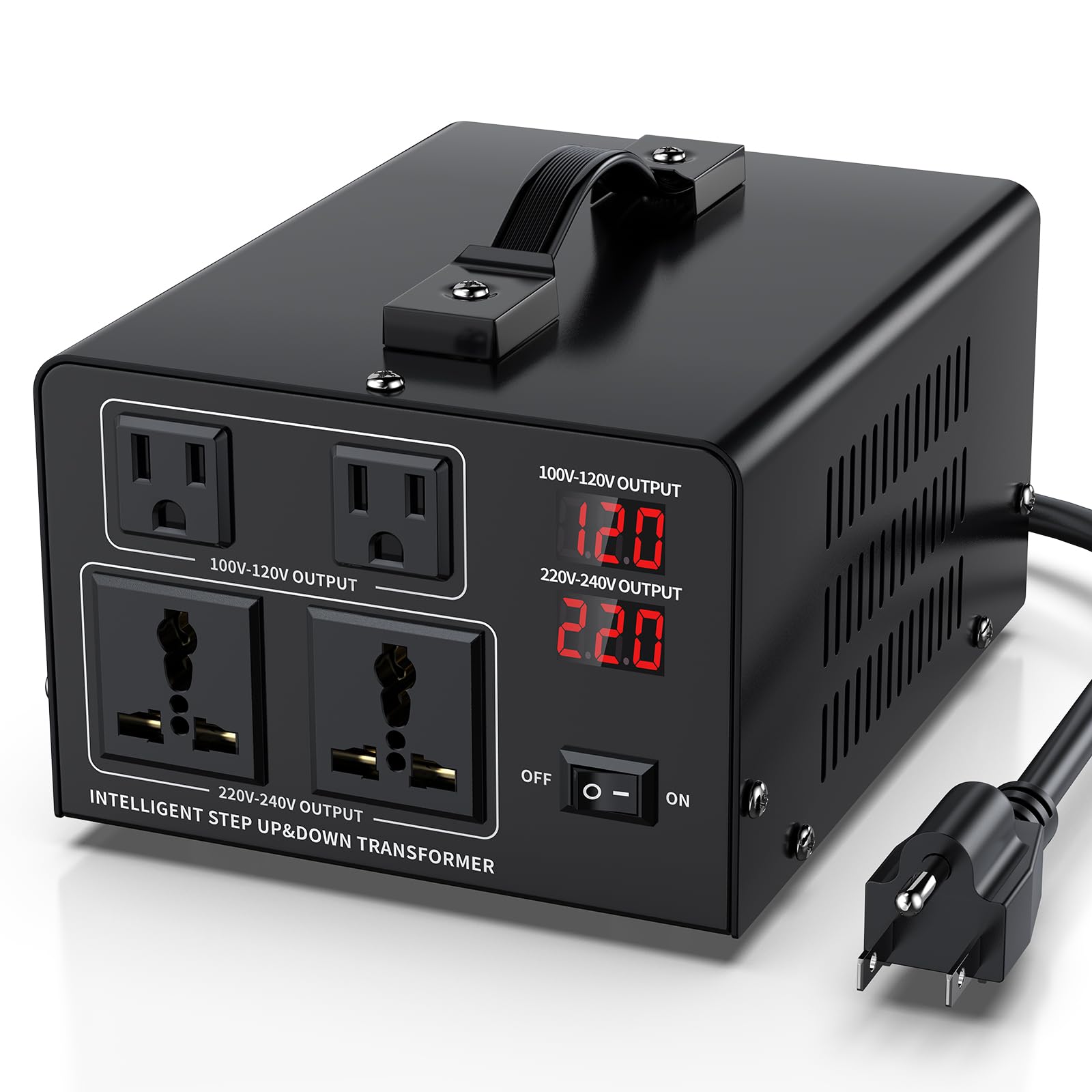 Photo 1 of **FACTORY SEALED** 2000W Voltage Converter Transformer Step Up 110V/120V to220V/240V or Step Down 220V to 110V AC Power Converte, Circuit Breaker Protection, 2 US sockets, 2 Universal sockets, LCD Display