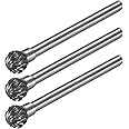 Uxcell Tungsten Carbide Rotary Files 1/8" Shank, Double Cut Ball Shape Rotary Bu
