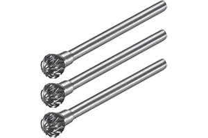 uxcell Tungsten Carbide Rotary Files 1/8" Shank, Double Cut Ball Shape Rotary Burrs Tool 6mm Dia, for Die Grinder Drill Bit W
