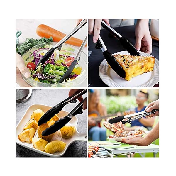 Kitchen-Tongs-with-Resting-Gadget-32cm-Spatula-Tong-33cm-Stainless-Steel-Non-Stick-Basic-Cooking-Tong-Suitable-for-Baking-Frying-Serving Kitchen Tongs with Resting Gadget, 12 Inch Spatula Tong, Stainless Steel Non-Stick Basic Cooking Tong, Suitable for…