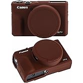 Soft Body Case for Canon G7X Mark III, Silicone Protective Cover with Rmovable Lens Cover for Canon Powershot G7X Mark III, G7X Mark III Protective Case (Coffee)