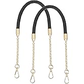 uxcell 2Pcs PU Leather Chain Purse Strap, 24.4 Inch Braided Purse Handle Replacement for Handbags Underarm Bag Tote (Black, Light Gold Buckle)