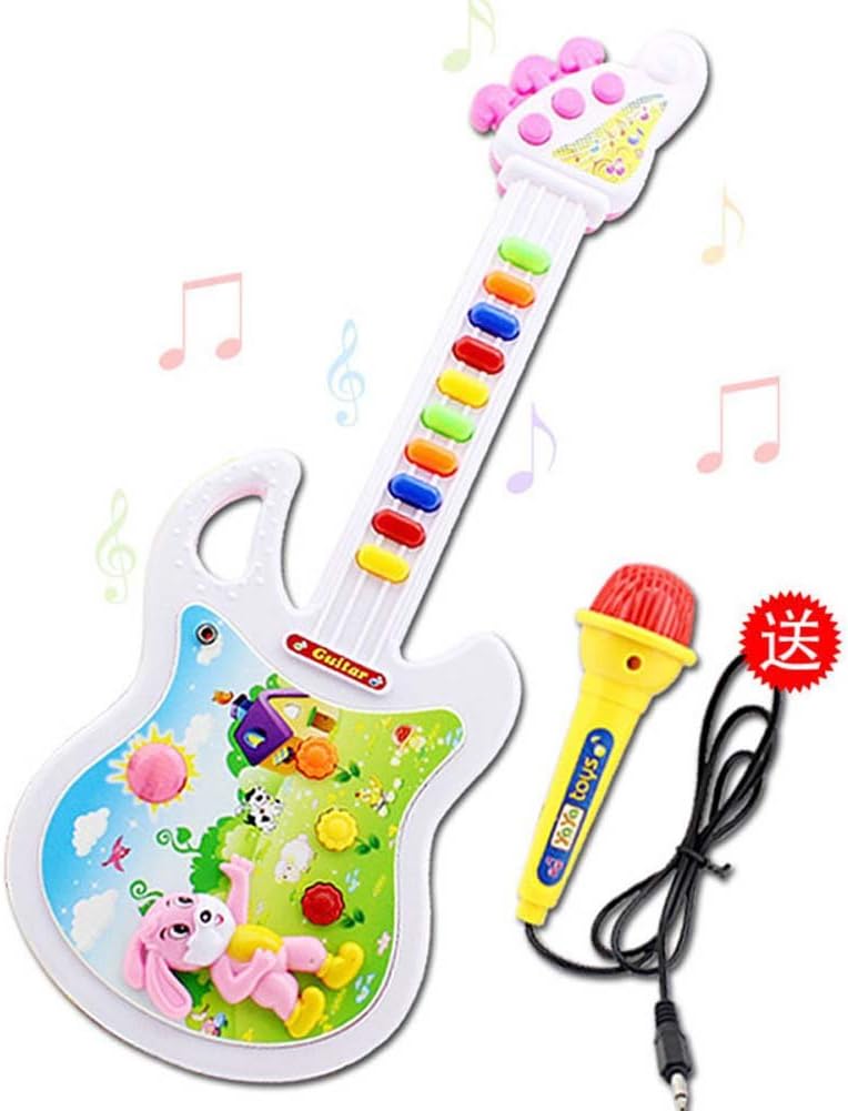 Novobey Electric Guitar Toy With Microphone Portable Keyboard Musical Guitar For Kids (random colot)