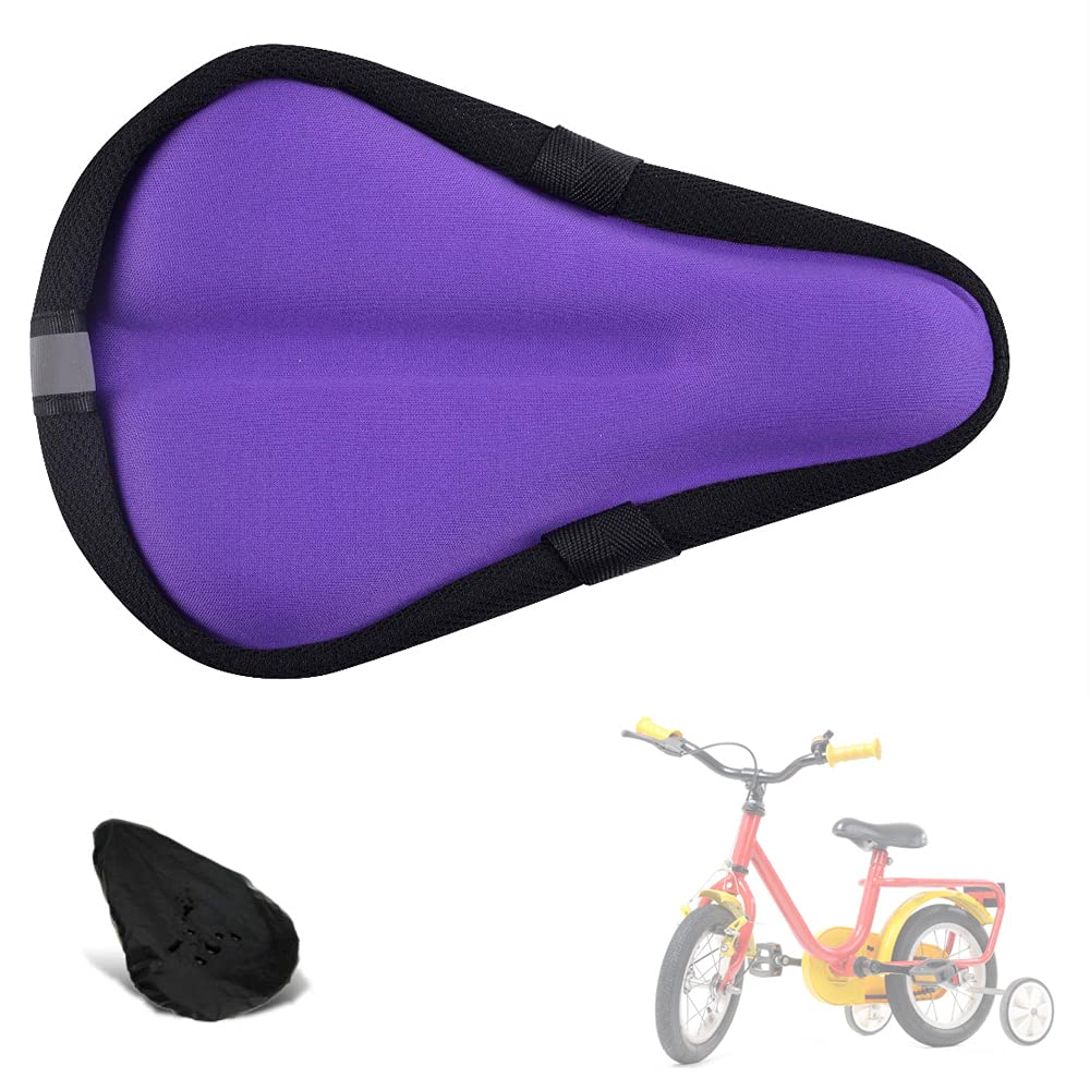Liyamobu Bike Seat Cushion Cover, Gel Breathable Extra Soft Memory Foam Bicycle Seat Cushion Cover for Kids Boys Girls 9 x 6 inch with Water Resistant Dust Proof Cover