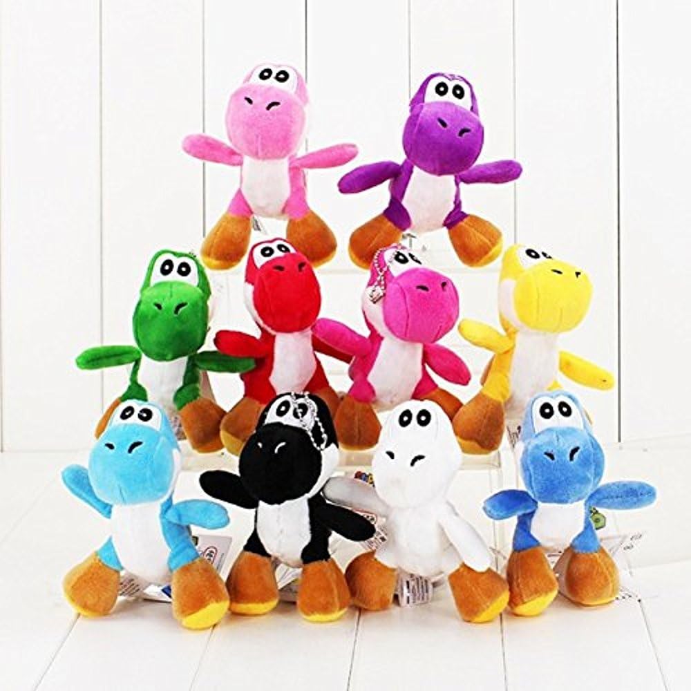 Bailey Super Mario Plush 4.2" / 10cm Mini Yoshi 10pcs Set Doll Stuffed Animals Figure Soft Anime Collection Toy