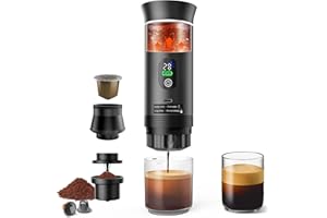 Zordin Portable Battery Espresso Coffee Maker for Travel, 20 bar Mini Car Espresso Machines, 3-in-1 Self-Heating Electric Espresso Maker, USB-C Ground Coffee & Capsule Pod(Ns&DG) RV, Hiking, Office