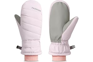 Bototack Winter Women Ski Mittens, Waterproof Touch Screen Snow Mitts, Anti Slip Warm Windproof Snowboard Gloves for Skiing Hiking Cycling