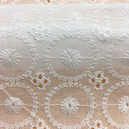 生地布綿100 白い綿布生地刺繍透かしレースおしゃれハンドメイド材料衣装ドレス