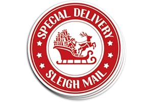 GENERIC 240 PCS Christmas Business Packaging Stickers,Special Delivery Sleigh Mail,Holiday Gift Wrapping Thank You Sticker for Envelopes Shipping Boxes Product Packaging