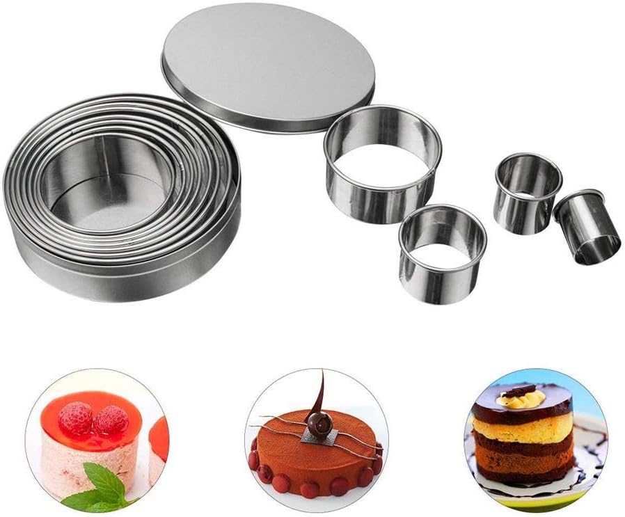Longay 14Pcs/Set Round Shape Cutting Molds Stainless Steel Mousse Cake Ring Cutter Too