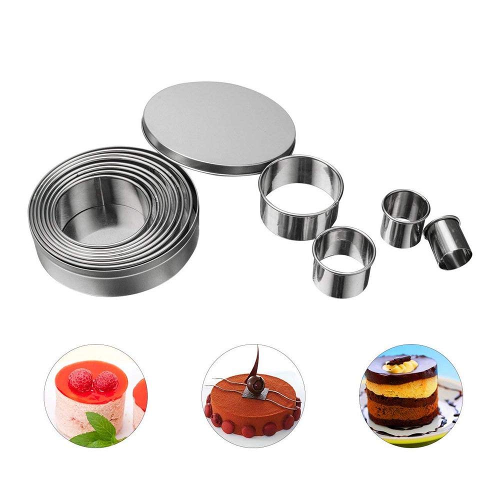 Longay 14Pcs/Set Round Shape Cutting Molds Stainless Steel Mousse Cake Ring Cutter Too