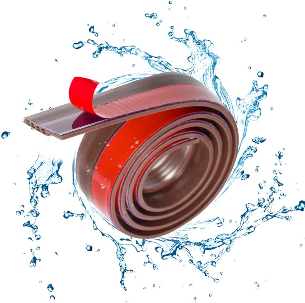 Door Draft Stopper Blocker Under Door Seal Weather Stripping Self-Adhesive Silicone Doors Sweep Gap Sealer Strip, Brown