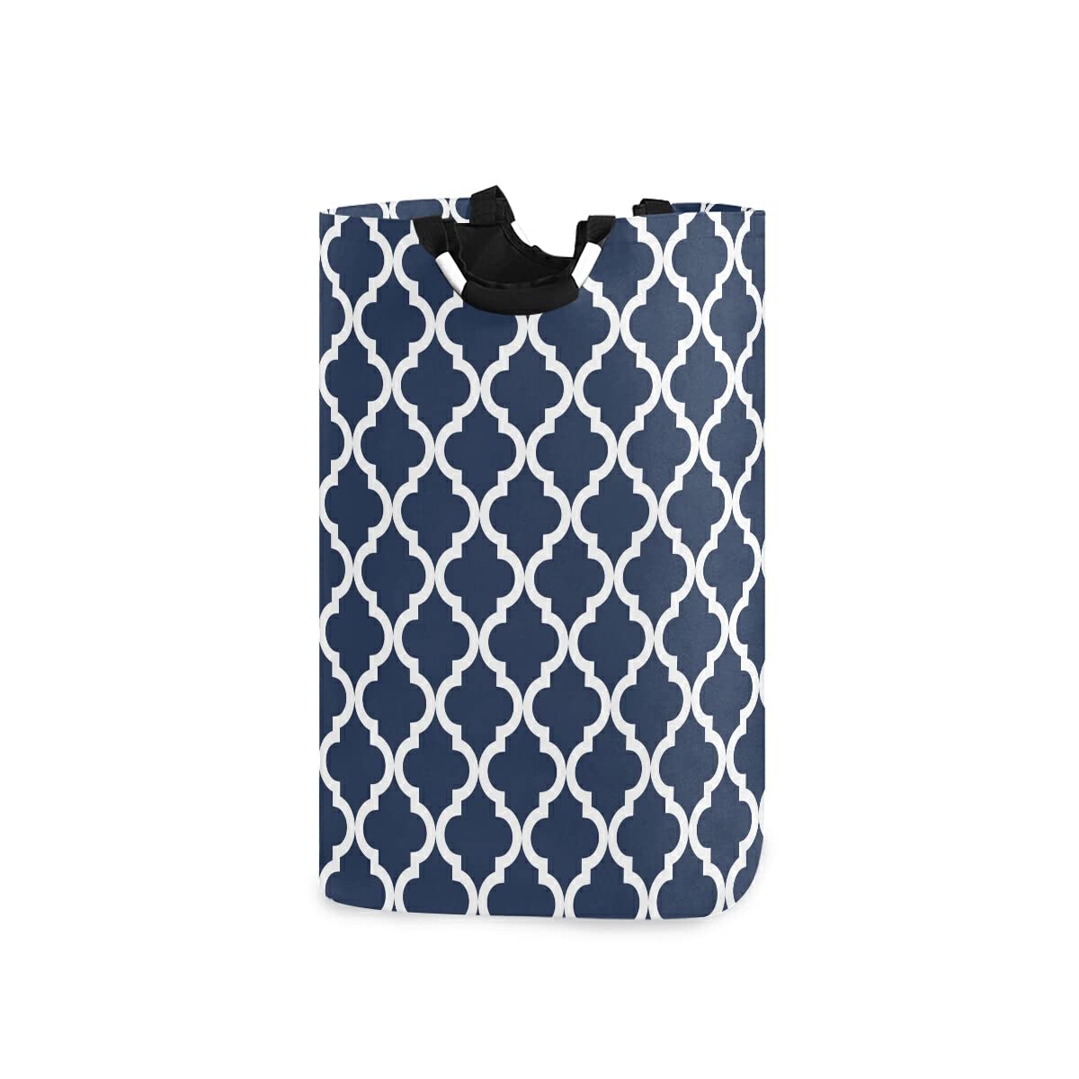 ALAZA Large Collapsible Laundry Baskets with Handles, Navy Blue Geometric Lattice Baroque Washing Baskets Laundry Hamper for Bedrooms