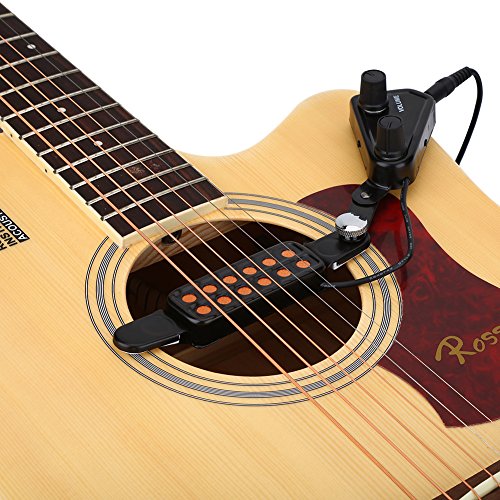 Bnineteenteam 12 Sound Hole Magnetic Pickup Transducer with Volume Tone Tuner Kit for Guitar, Ukulele, Violin