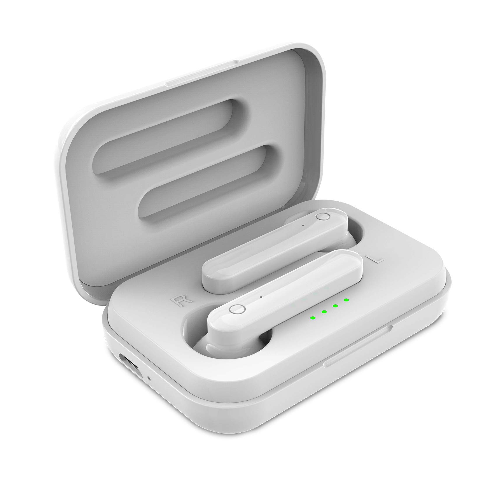 Celly Bluetooth Headphones 5.0 TWS BUZ1 Microphone, Wireless Headphones with Sound and Stereo Calls, Multifunction Keys Remote Control with Portable Charging Box, White