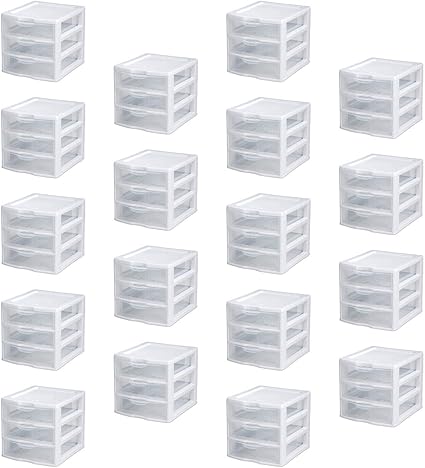 New Sterilite Small Compact Countertop 3 Drawer Desktop Storage