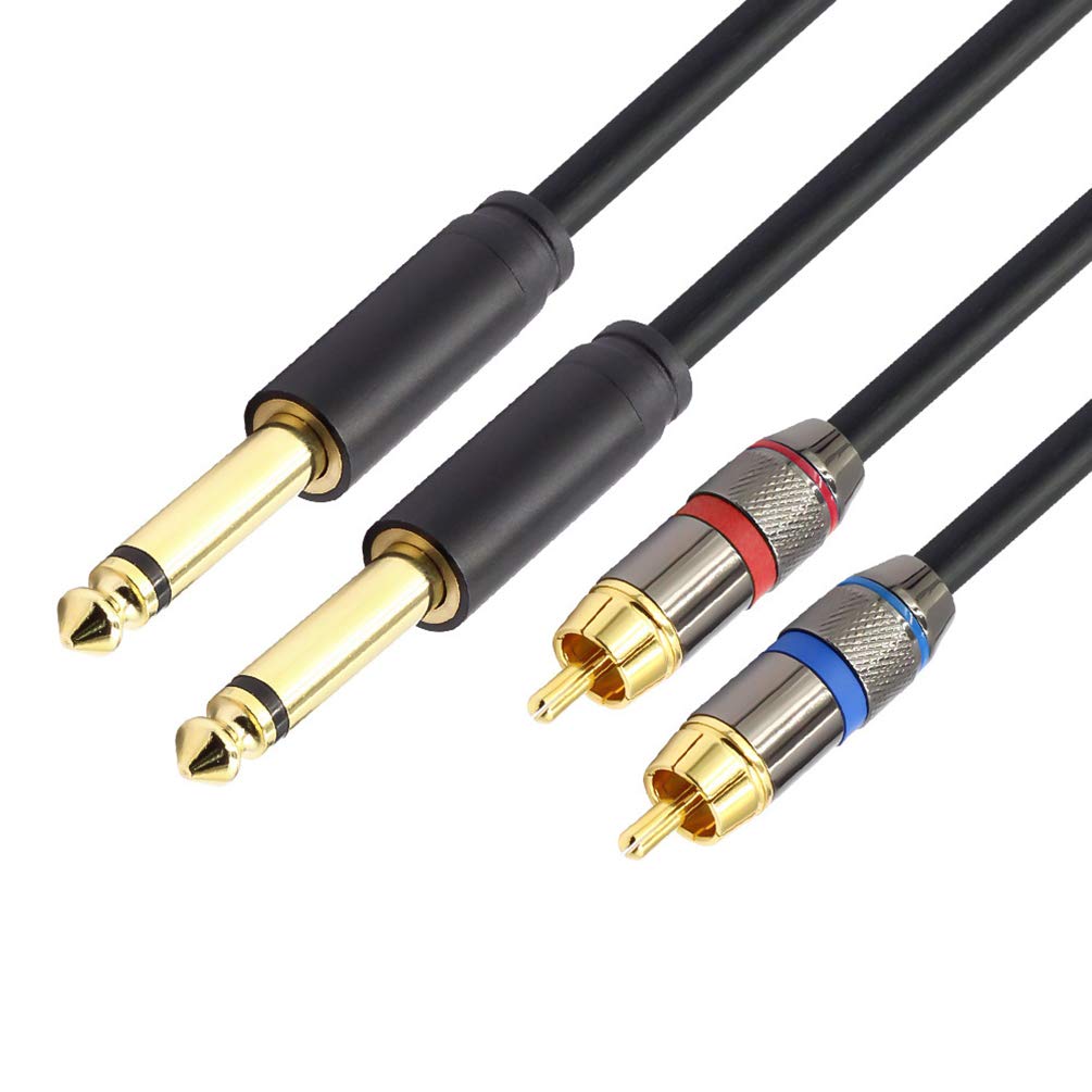 LoongGate Dual 6.35mm 1/4 inch TS Male to Dual RCA Male Audio Interconnect Cable Patch Cable Cords for Mixer AV Amplifier (1.5m)