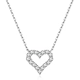 SLUYNZ 925 Sterling Silver CZ Heart Pendant Necklace for Women Teens Small Love Choker Necklace Chain Tiny Heart Choker Necklace
