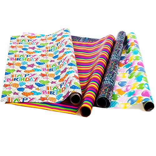 Birthday Wrapping Paper - Gift Wrapping Paper - Premium Quality Gift Wrap Paper - 2.5 FT x 10 FT Per Roll, Includes 7 Bows and 2 Ribbons - Thumbnail 5