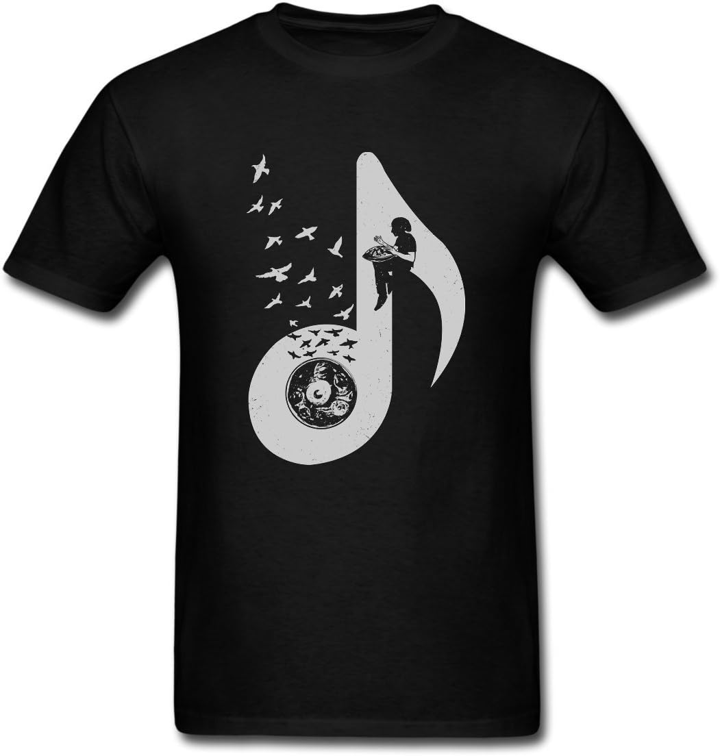 Theens Men Musical Note Hang Drum Short Sleeve Graphic T-Shirt