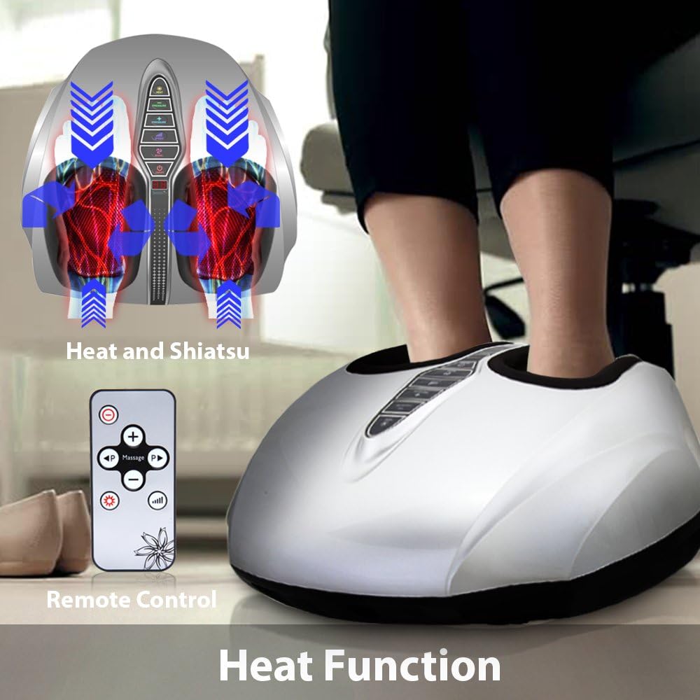 SereneLife SLFTMSG35 Shiatsu Foot Massager - Shiatsu Therapy for Heels, Toes and Ankles for Pain Relief and Comfort, Heat Function and Different Intensity Levels, with Remote Control: Home & Kitchen