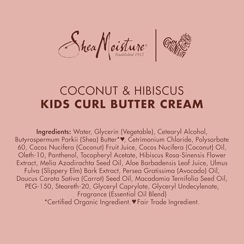 SHEAMOISTURE KIDS CURLING STYLING CREAM FOR CURL DEFINITION COCONUT & HIBISCUS CURL AND DETANGLE KIDS HAIR 6 OZ
