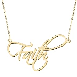 UMAGICBOX Personalized Faith Name Necklace 18K Gold