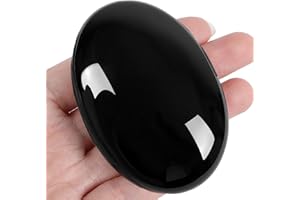 ZHIYUXI 2.4" Black Obsidian Crystals Stone Healing Crystals Gemstones and Crystals Decor Worry Stone Energy Balancing Therapy Polished Stones Palm Stone Room Decor Mediation Gifts 1PC