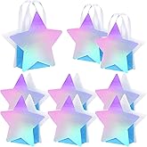 Sweetude 12 Pcs Star Shaped Party Favor Bags with Handle Mini Iridescent Paper Gift Goodie Bags for Holiday Wedding Birthday Party Supplies(Stylish Style)