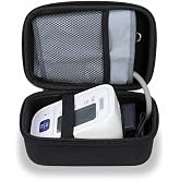 Ginsco Compact Hard Shell Case for Blood Pressure Monitor, Compatible with Omron Bronze/iHealth/Oklar, Portable Carrying Travel Case with Handle, Mesh Pocket for Cuff/Batteries/Charger (Black, M)