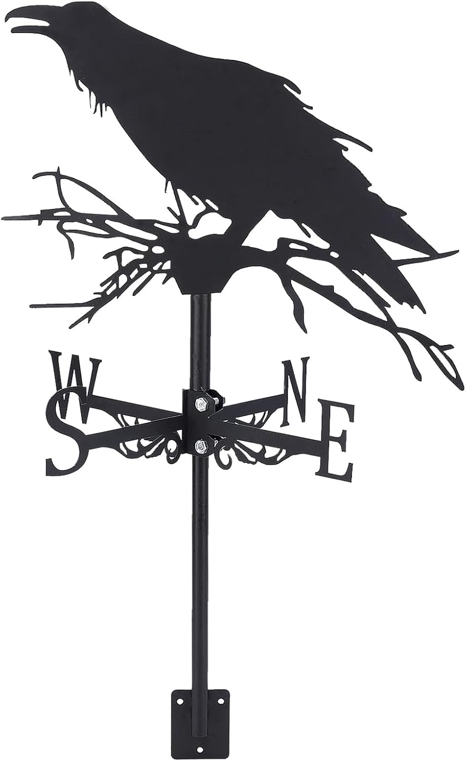 Weathervanes - Metal Weathervane, Animal Crow Weathervane for Roof, Black 21 * 13inch, Measuring Wind Speed Direction, Decoration Accessories for Garden Farm Yard Lawn